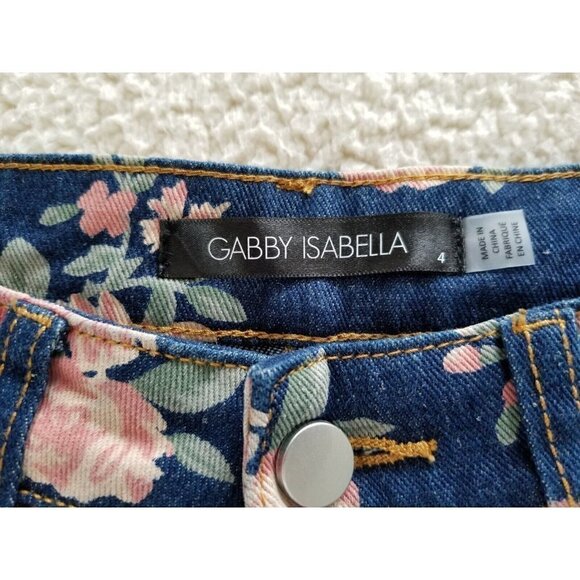 Gabby Isabella Womens Denim Floral Printed Pants Straight Leg Jeans Size 4 - Picture 4 of 9